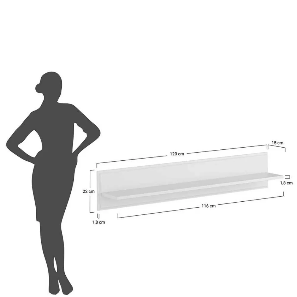 Wohnen Esszimmerregale|Regale*Weißes Hängeboard aus Massivholz - Presto