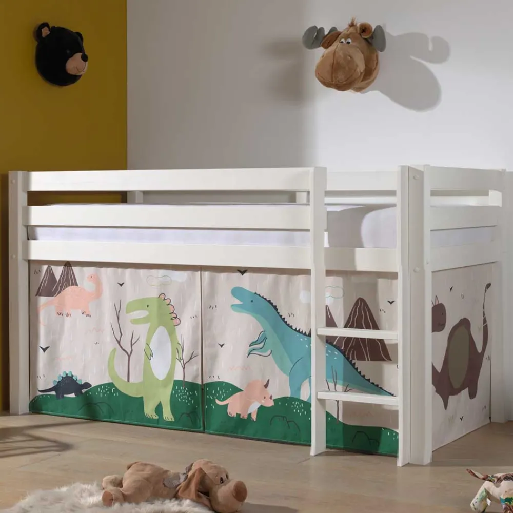 Wohnen Kinderbetten*Weißes Hochbett für Kinder mit Dinos - Evanuela