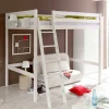 Wohnen Jugendbetten|Kindermöbel*Weißes Hochbett in 90x200 oder 140x200 - Kerfa