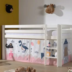 Wohnen Kinderbetten*Weißes Hochbett mit gerader Leiter - Vicados