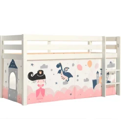 Wohnen Kinderbetten*Weißes Hochbett mit gerader Leiter - Vicados