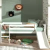 Wohnen Kinderbetten*Weißes Hochbett mit Rutsche - nur 83 cm hoch - Kendalas