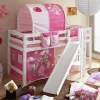 Kinder Wohnen Weißes Hochbett mit Stoffset Rosa Pink - Abigail