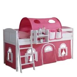 Kinder Wohnen Weißes Hochbett 96x118x206 cm - Labia