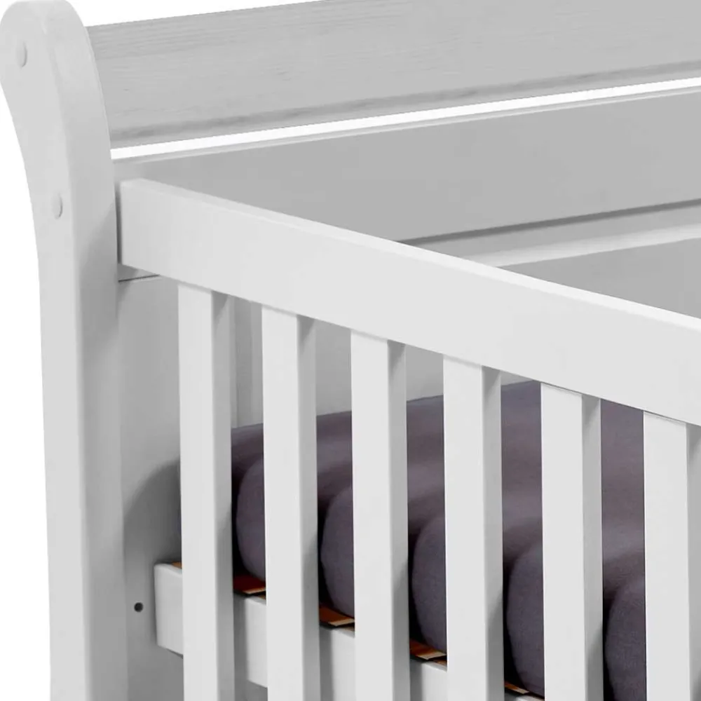 Kinder Wohnen Weißes Holz Babybett inklusive Umbauseiten - Satumare