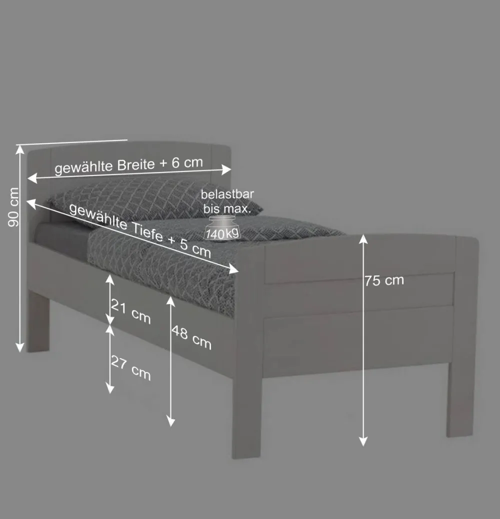 Wohnen Weißes Holzbett Arbitia aus Buche massiv