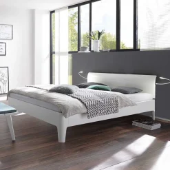 Wohnen Weiße Möbel|Naturholzmöbel*Weißes Holzbett Buche Gachias mit Kopfteil