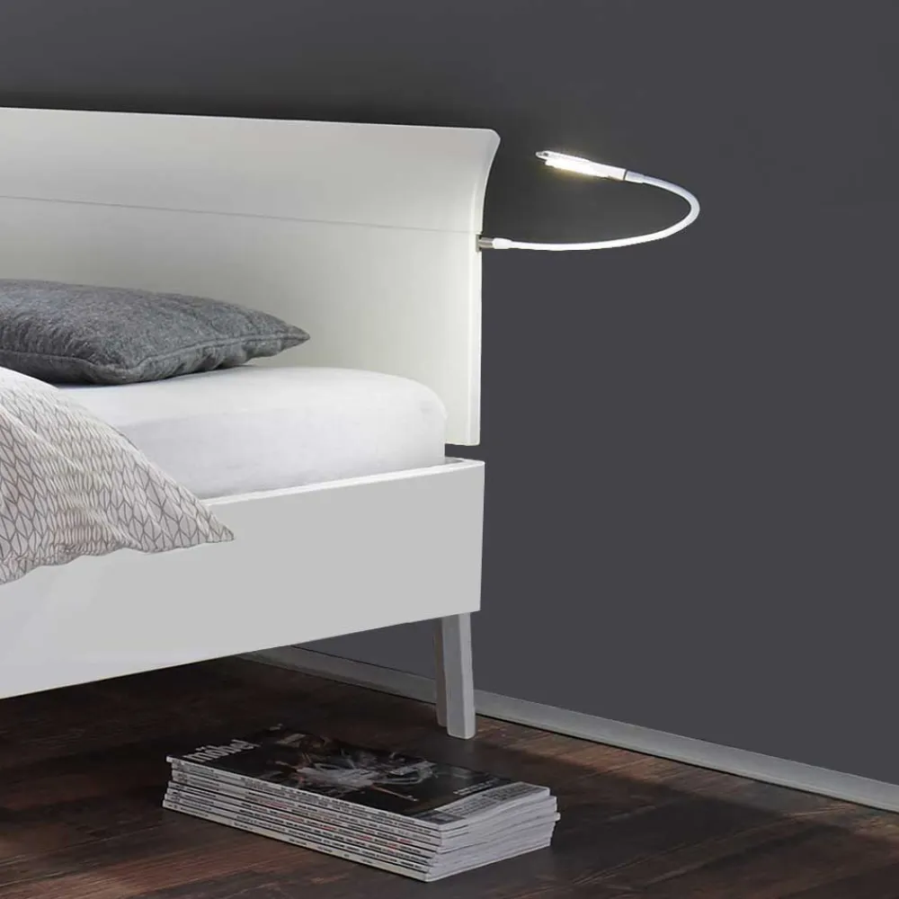 Wohnen Weiße Möbel|Naturholzmöbel*Weißes Holzbett Buche Gachias mit Kopfteil