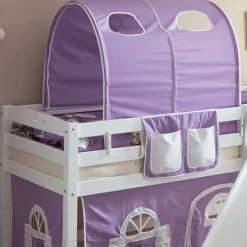 Kinder Wohnen Weißes Holz-Hochbett für Kinder mit Rutsche - Nicrobar