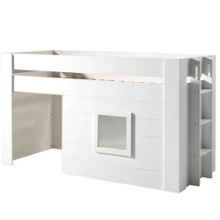 Wohnen Kinderbetten|Kindermöbel*Weißes Kinder-Hochbett im Hütten Design - Renus