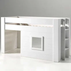 Wohnen Kinderbetten|Kindermöbel*Weißes Kinder-Hochbett im Hütten Design - Renus