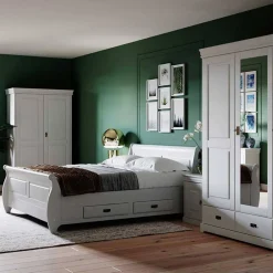 Wohnen Weißes Landhausbett mit Schubladen - Presto