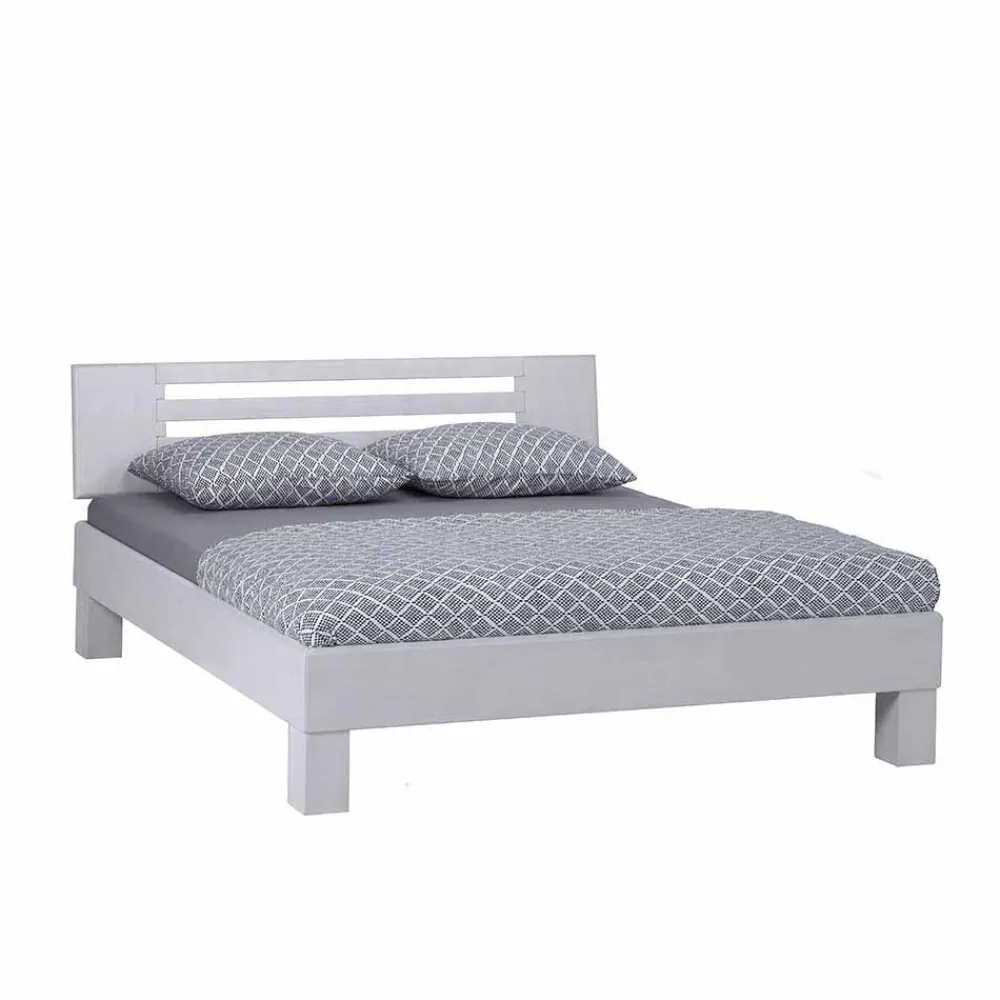 Wohnen Weiße Möbel|Naturholzmöbel*Weißes Massivholzbett Annabell mit Kopfteil