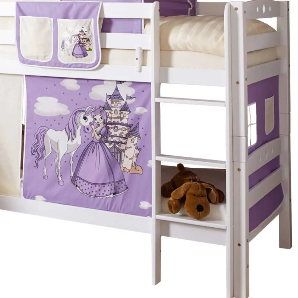 Wohnen Kindermöbel|Kinderbetten*Weißes Mädchen Etagenbett mit Rutsche - Stonecca