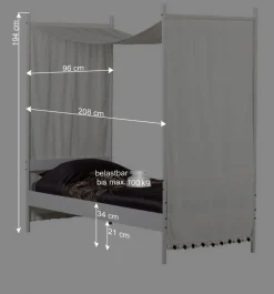 Wohnen Weiße Möbel|Betten*Weißes Metallbett mit Baldachin - Jenva