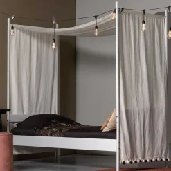 Wohnen Weiße Möbel|Betten*Weißes Metallbett mit Baldachin - Jenva