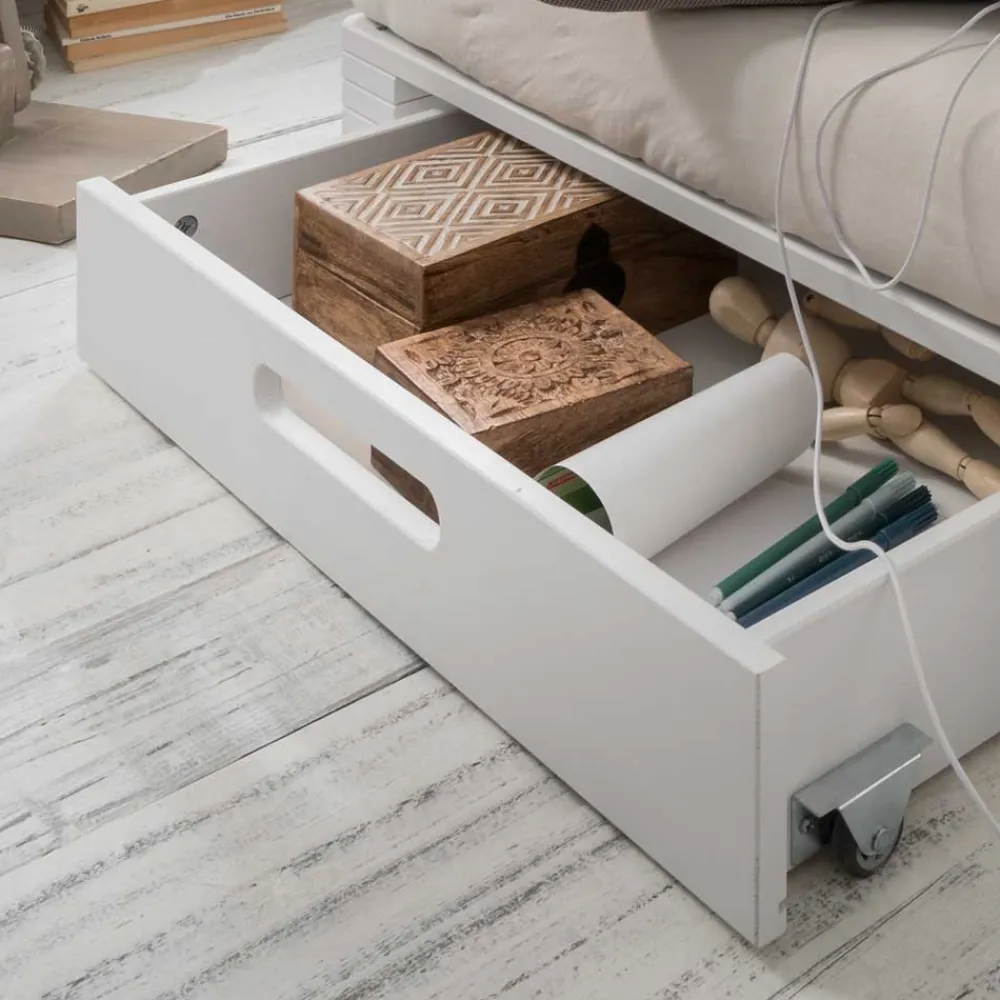 Wohnen Betten|Betten*Weißes Palettenbett aus Kiefer Massivholz - Idena