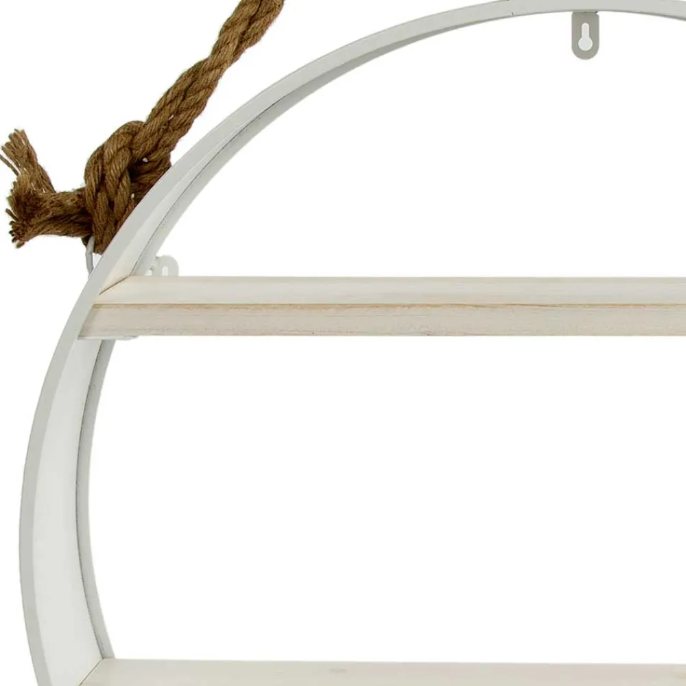 Wohnen Esszimmerregale|Regale*Weißes Regal in Rund mit Seil Aufhängung - Emzanua