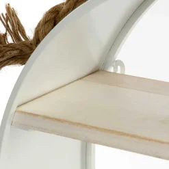 Wohnen Esszimmerregale|Regale*Weißes Regal in Rund mit Seil Aufhängung - Emzanua