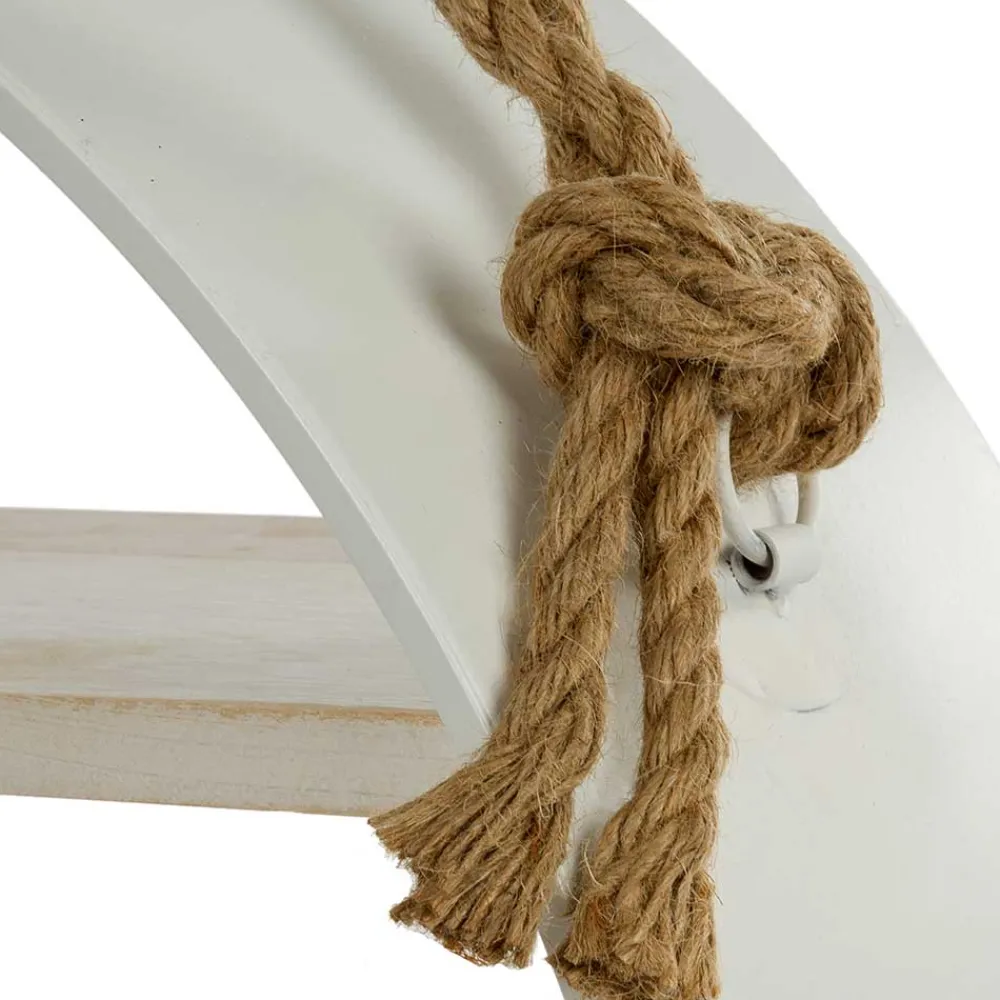 Wohnen Esszimmerregale|Regale*Weißes Regal in Rund mit Seil Aufhängung - Emzanua