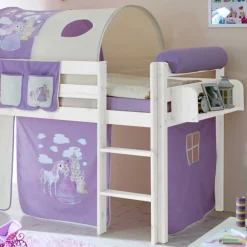 Wohnen Kindermöbel|Kinderbetten*Weißes Rutsche Hochbett mit Turm & Tunnel - Tanko