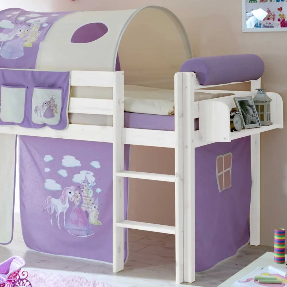 Wohnen Kindermöbel|Kinderbetten*Weißes Rutsche Hochbett mit Turm & Tunnel - Tanko