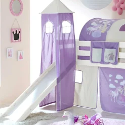Wohnen Kindermöbel|Kinderbetten*Weißes Rutsche Hochbett mit Turm & Tunnel - Tanko