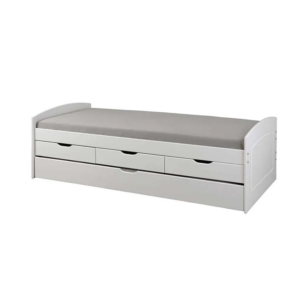 Wohnen Weißes Schubkastenbett mit Ausziehbett - Becrux