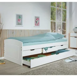 Wohnen Weißes Schubkastenbett mit Ausziehbett - Becrux