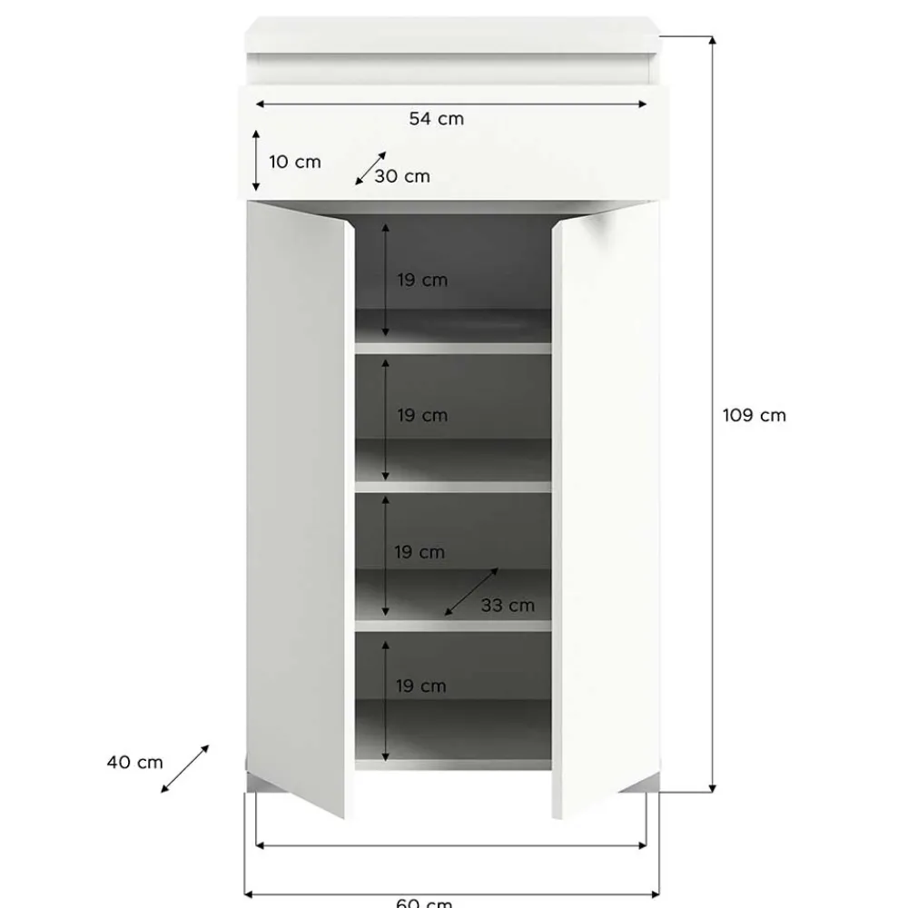 Wohnen Weißes Schuh-Vertiko in modernem Design - Dany