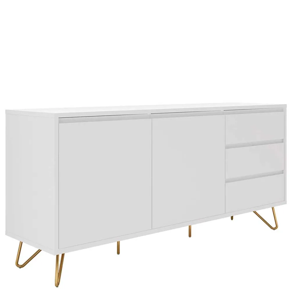 Wohnen Weißes Sideboard 150cm mit Haarnadel Beinen - Donny
