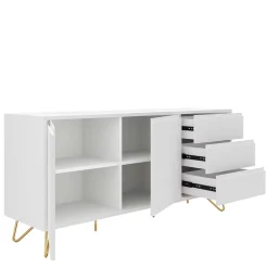 Wohnen Weißes Sideboard 150cm mit Haarnadel Beinen - Donny