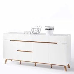 Wohnen Weißes Sideboard Maiky mit Griffmulden