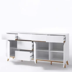 Wohnen Weißes Sideboard Maiky mit Griffmulden