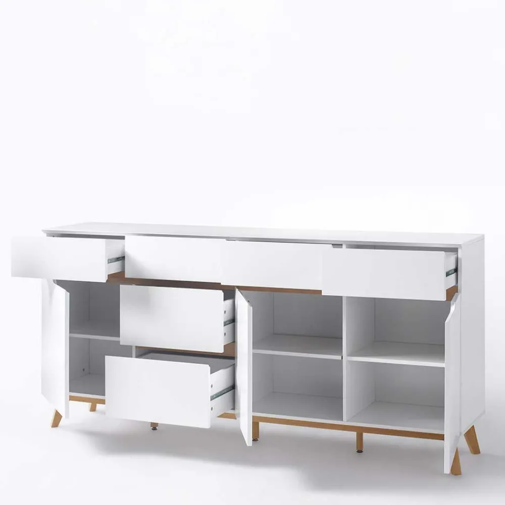 Wohnen Weißes Sideboard Maiky mit Griffmulden