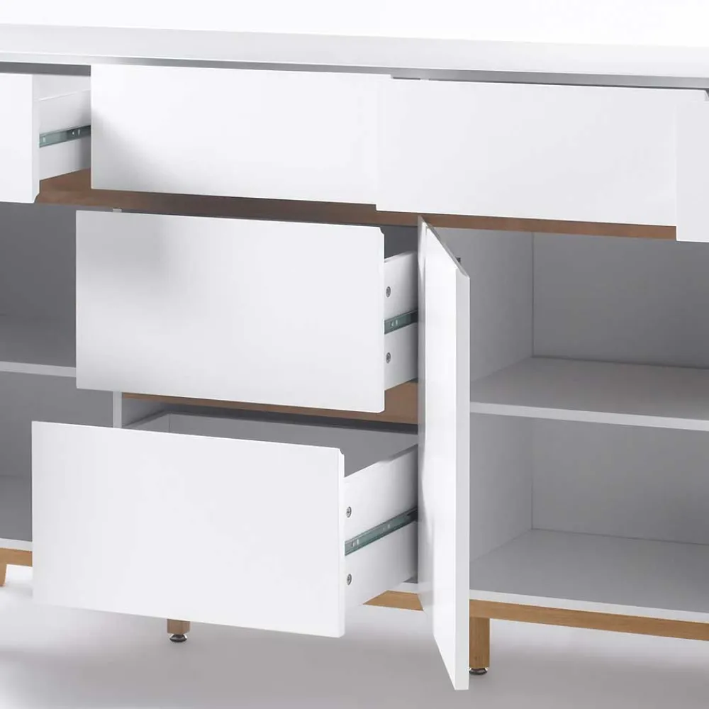 Wohnen Weißes Sideboard Maiky mit Griffmulden