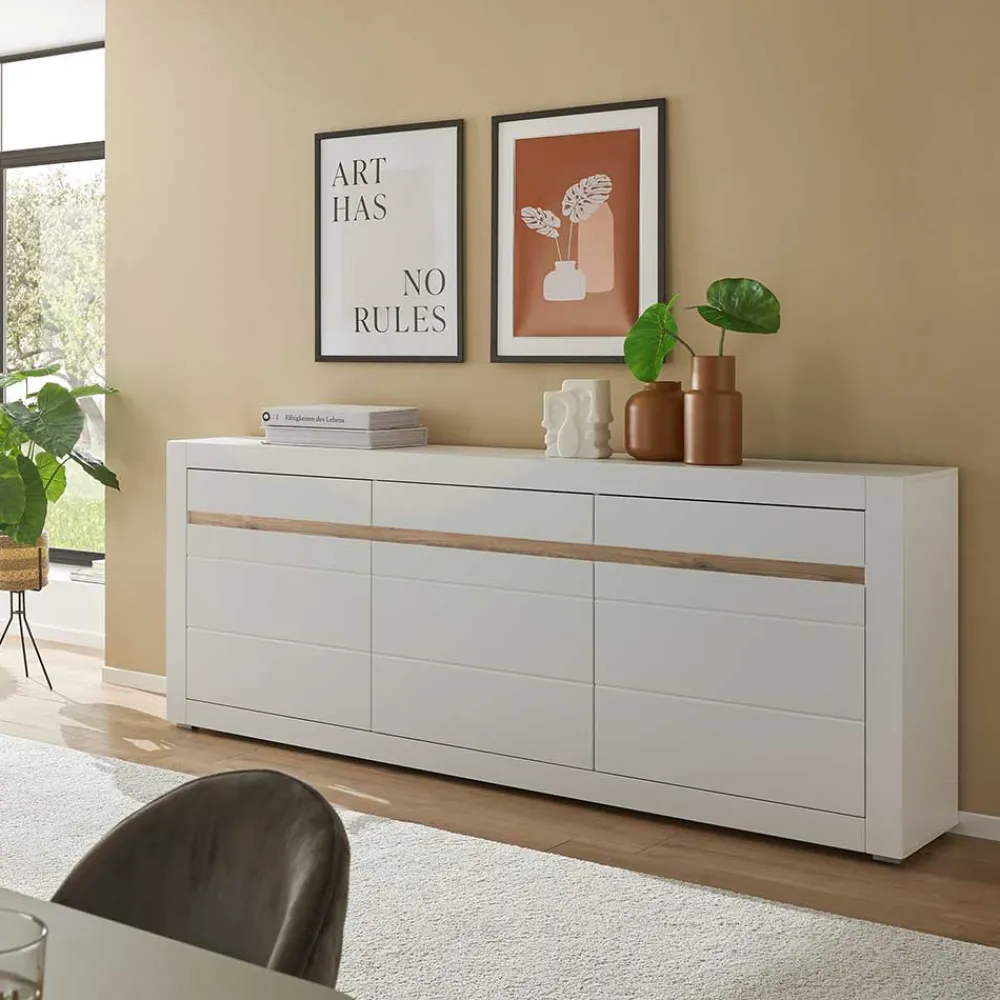 Wohnen Weißes Sideboard mit 217 cm Breite - Ilana