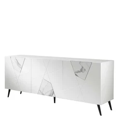 Wohnen Küchenschränke|Sideboards*Weißes Sideboard mit Marmor Einsätzen Grau - Eleonora