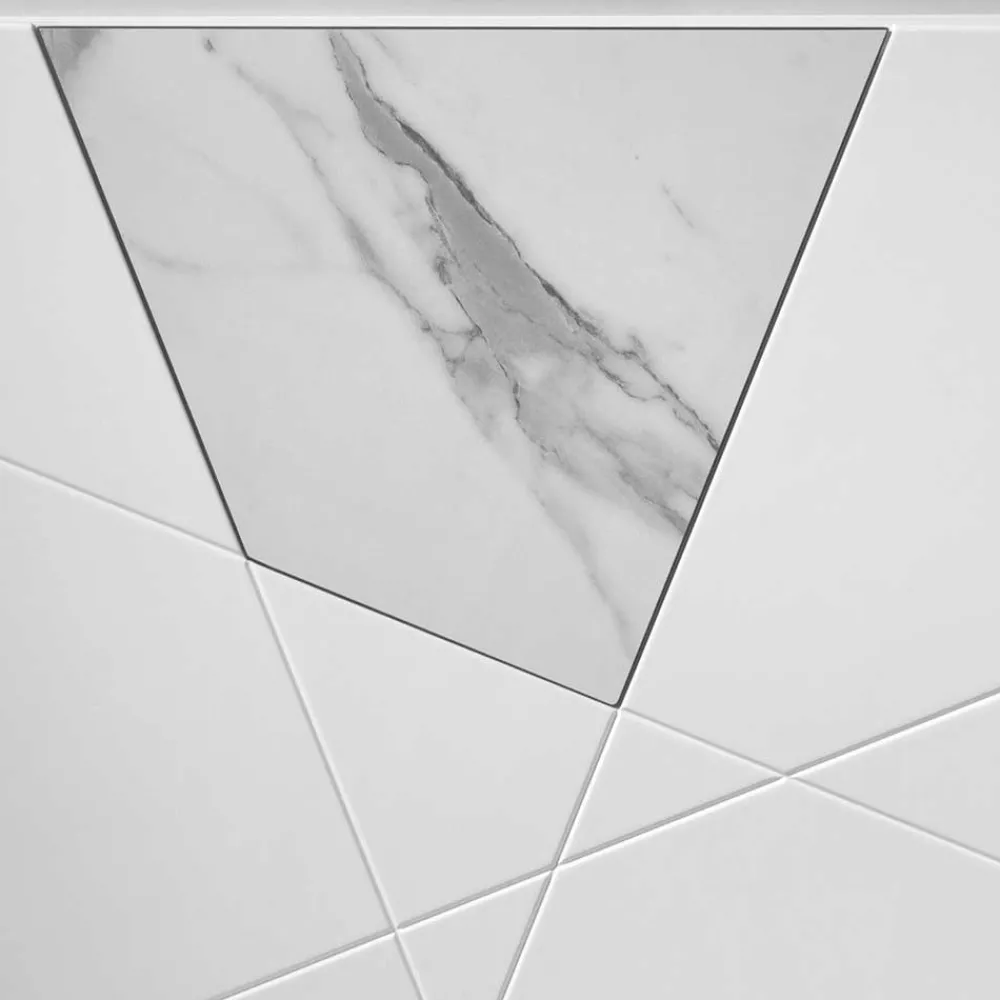 Wohnen Küchenschränke|Sideboards*Weißes Sideboard mit Marmor Einsätzen Grau - Eleonora