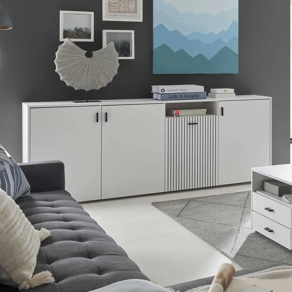 Wohnen Küchenschränke|Sideboards & Kommoden*Weißes Sideboard mit zwei Metern Breite - Dualkos