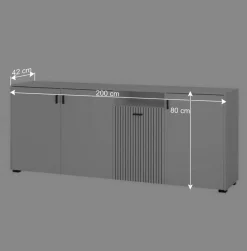 Wohnen Küchenschränke|Sideboards & Kommoden*Weißes Sideboard mit zwei Metern Breite - Dualkos