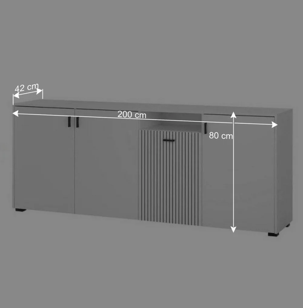 Wohnen Küchenschränke|Sideboards & Kommoden*Weißes Sideboard mit zwei Metern Breite - Dualkos