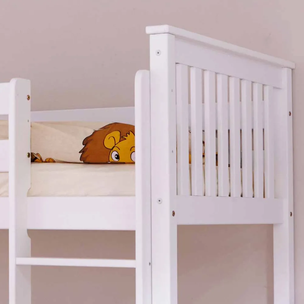 Wohnen Kinderbetten*Weißes Stockbett aus Massivholz Kiefer Huelca mit 5 Schubkästen