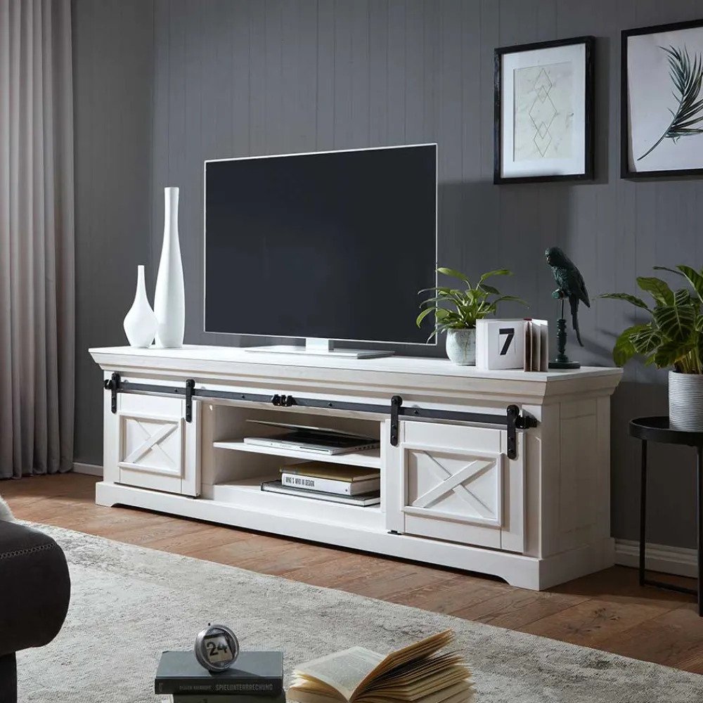 Wohnen Landhausmöbel|Tv & Hifi-Möbel*Weißes TV Board im Modern Country Style - Kuito