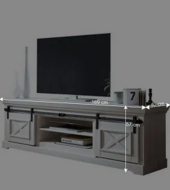 Wohnen Landhausmöbel|Tv & Hifi-Möbel*Weißes TV Board im Modern Country Style - Kuito