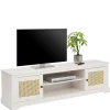 Wohnen Rattanmöbel*Weißes TV Board 2-türig mit Geflecht - Isvair