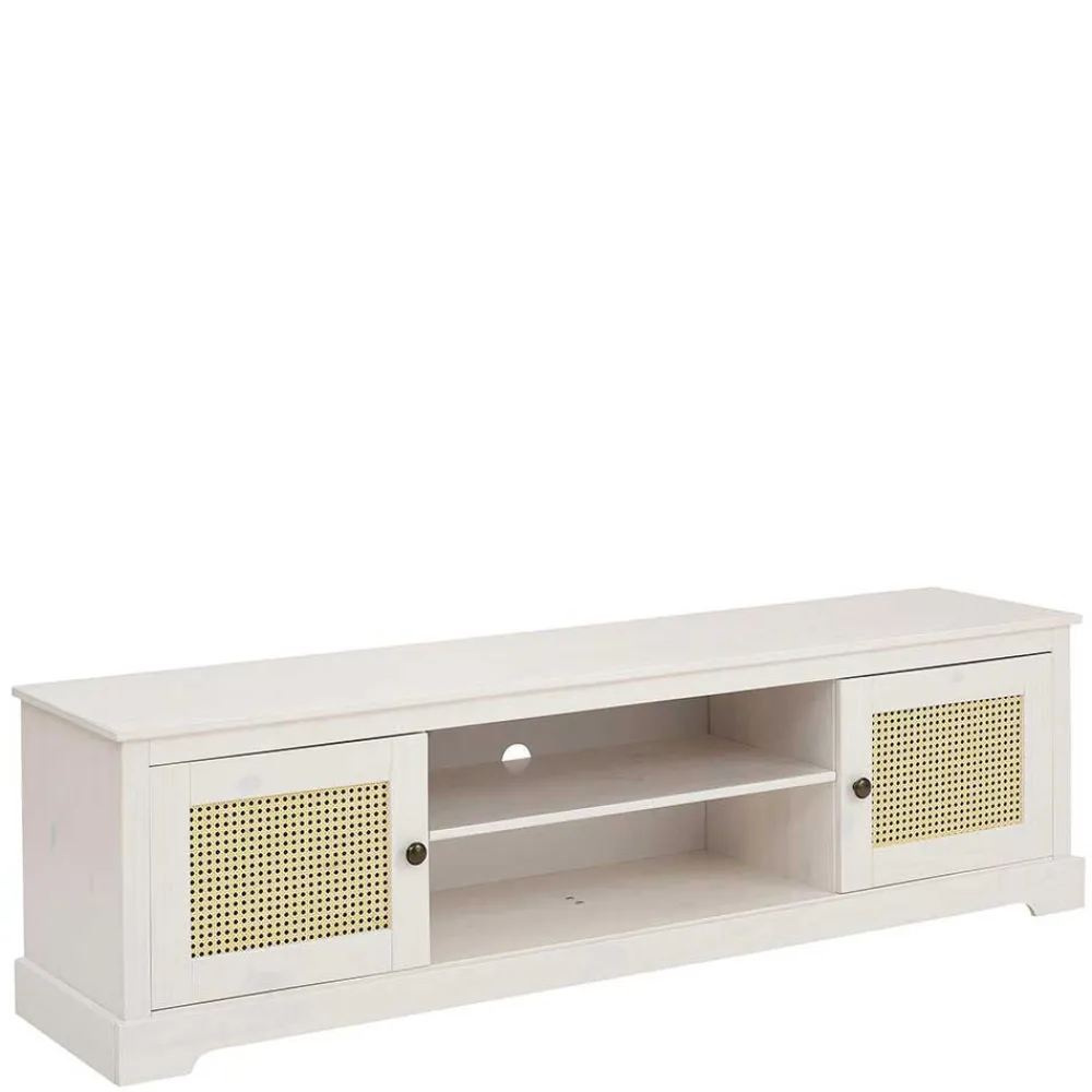 Wohnen Rattanmöbel*Weißes TV Board 2-türig mit Geflecht - Isvair