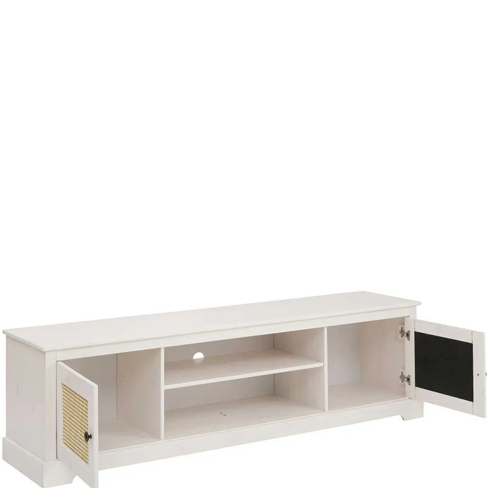 Wohnen Rattanmöbel*Weißes TV Board 2-türig mit Geflecht - Isvair