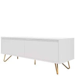 Wohnen Weißes TV Lowboard mit Klappe & Schublade - Marmore