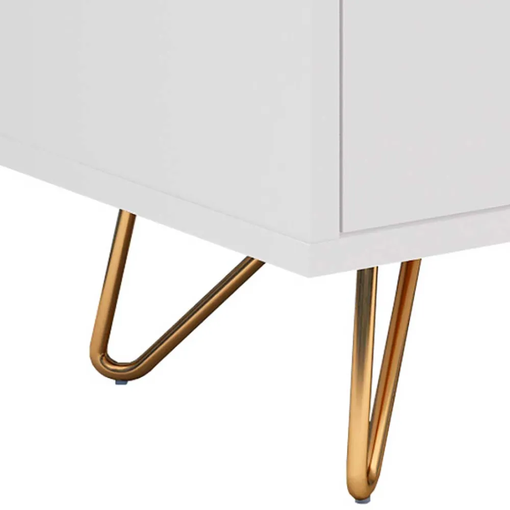 Wohnen Weißes TV Lowboard mit Klappe & Schublade - Marmore